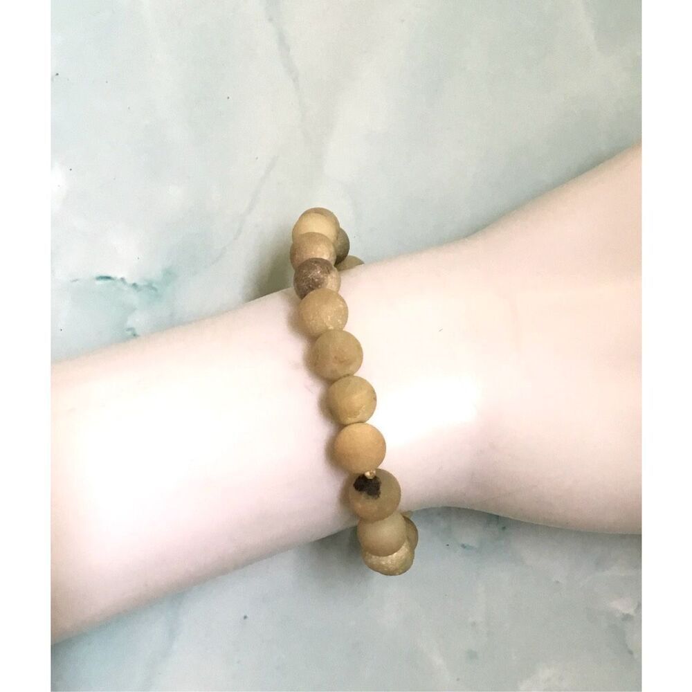 Green yellow natural stone stretchy bracelet